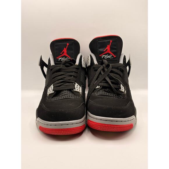 NIKE Air Jordan 4 Retro Bred Sneakers Black/Fire Red Cement Sz 12 308497-060 main image 10